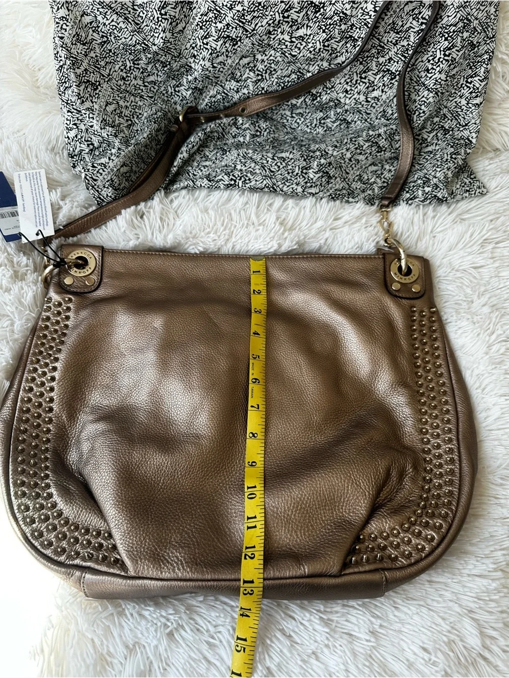 REBECCA MINKOFF Mini Luscious Hobo Bronze Leather Studded Shoulder Bag NWT